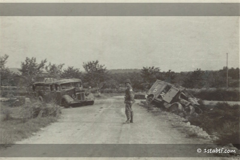 Le carrefour des Quatre Chemins au sud de Callian a été témoin d'une embuscade de la part de plusieurs parachutistes contre une ambulance allemande transportant des soldats allemands blessés.