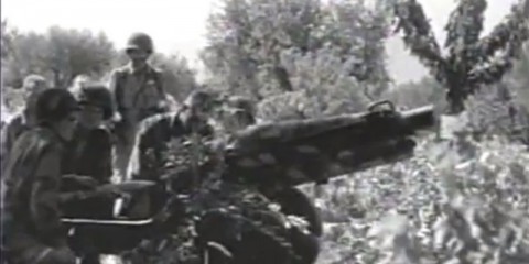 Un des quatre canons de la A Battery du 463rd PFAB sur la Drop Zone C.
