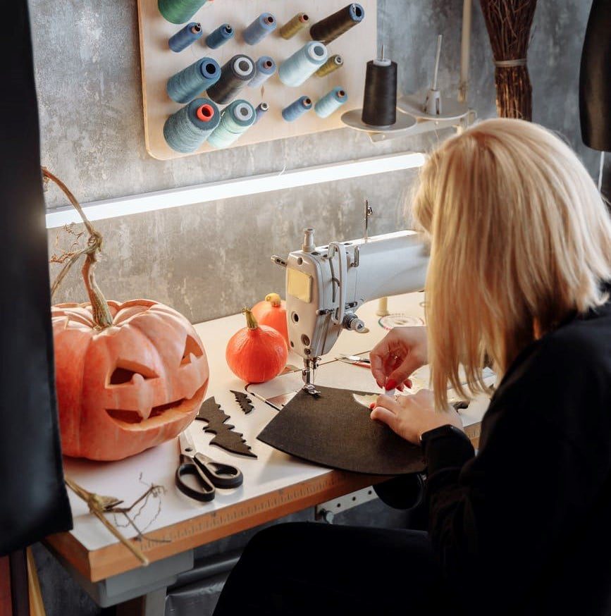 Halloween home-made, eco-friendly decoration promoting sustainability.