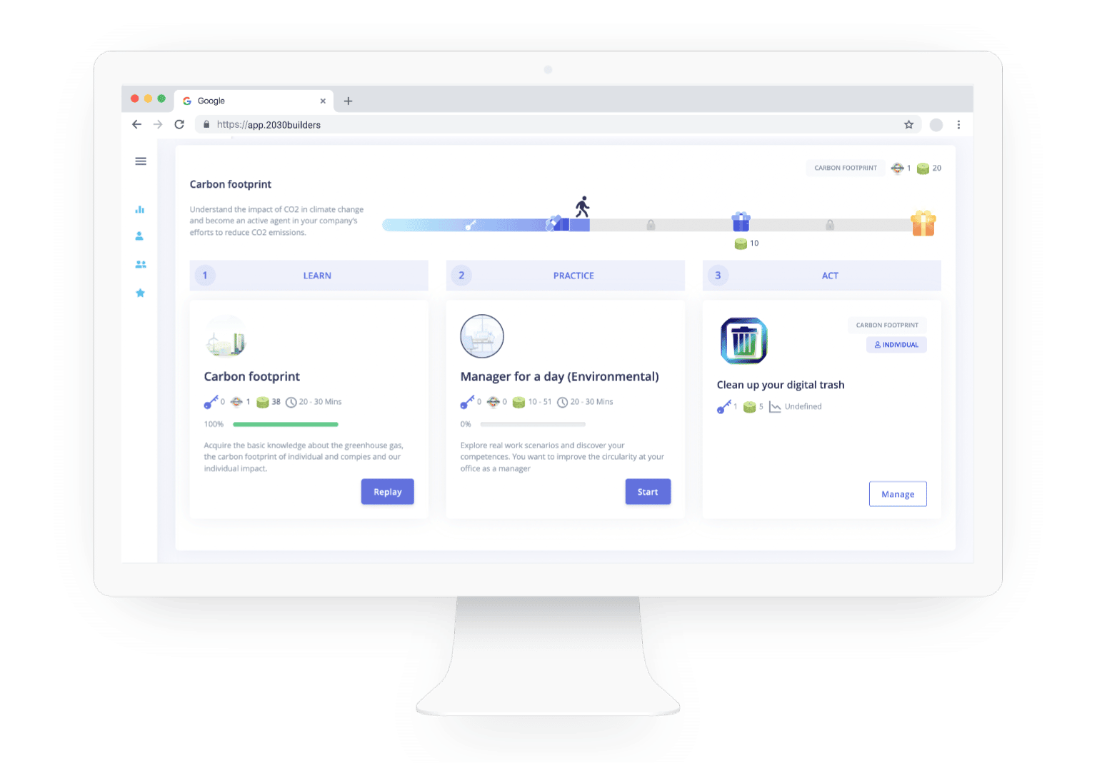 2030 Builders Platform You can collect data through our platform the whole way through your green transformation process.