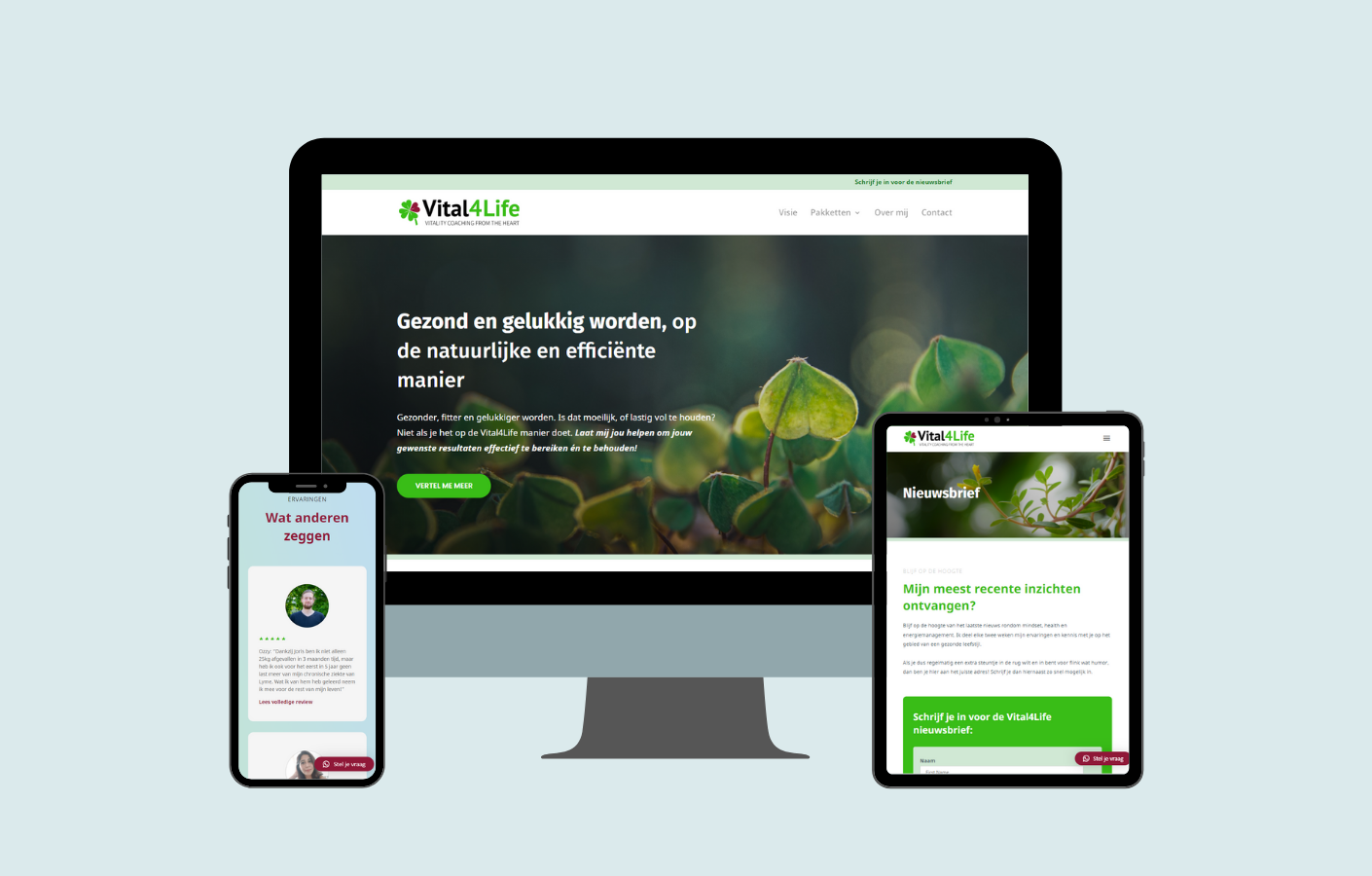 Responsive webdesign Vital4Life | 2handenvrij