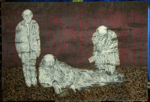 Jeroen Krabbé, 6, 7, 8 juli 1943. Gemengde technieken, 150 x 220 cm, 2010