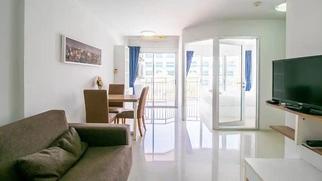 For Sale: Grand Beach 1 Condo enjoys an ideal location on the famous Mae Phim Beach road, right in the heart of a vibrant residential area.