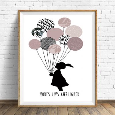 Plakat Girl baloonn Danish str. A3