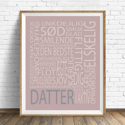 Plakat Text Datter str. A3, plakat til børneværelset