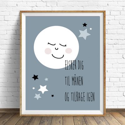 Plakat boy moon dark grey str. A3