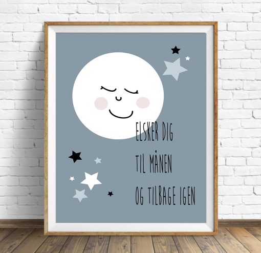 Plakat boy moon dark grey str. A3