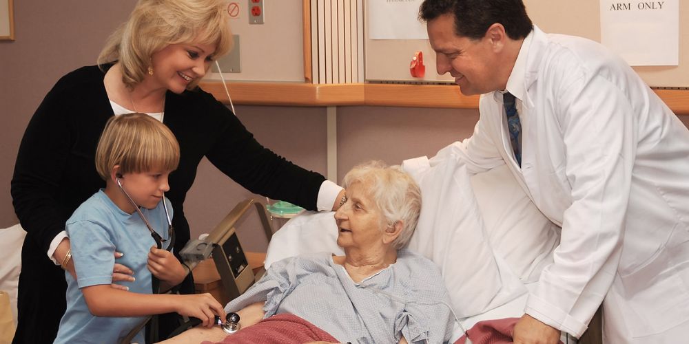 Family showing love and care to their patient