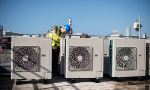 air conditioning installation on rooftop