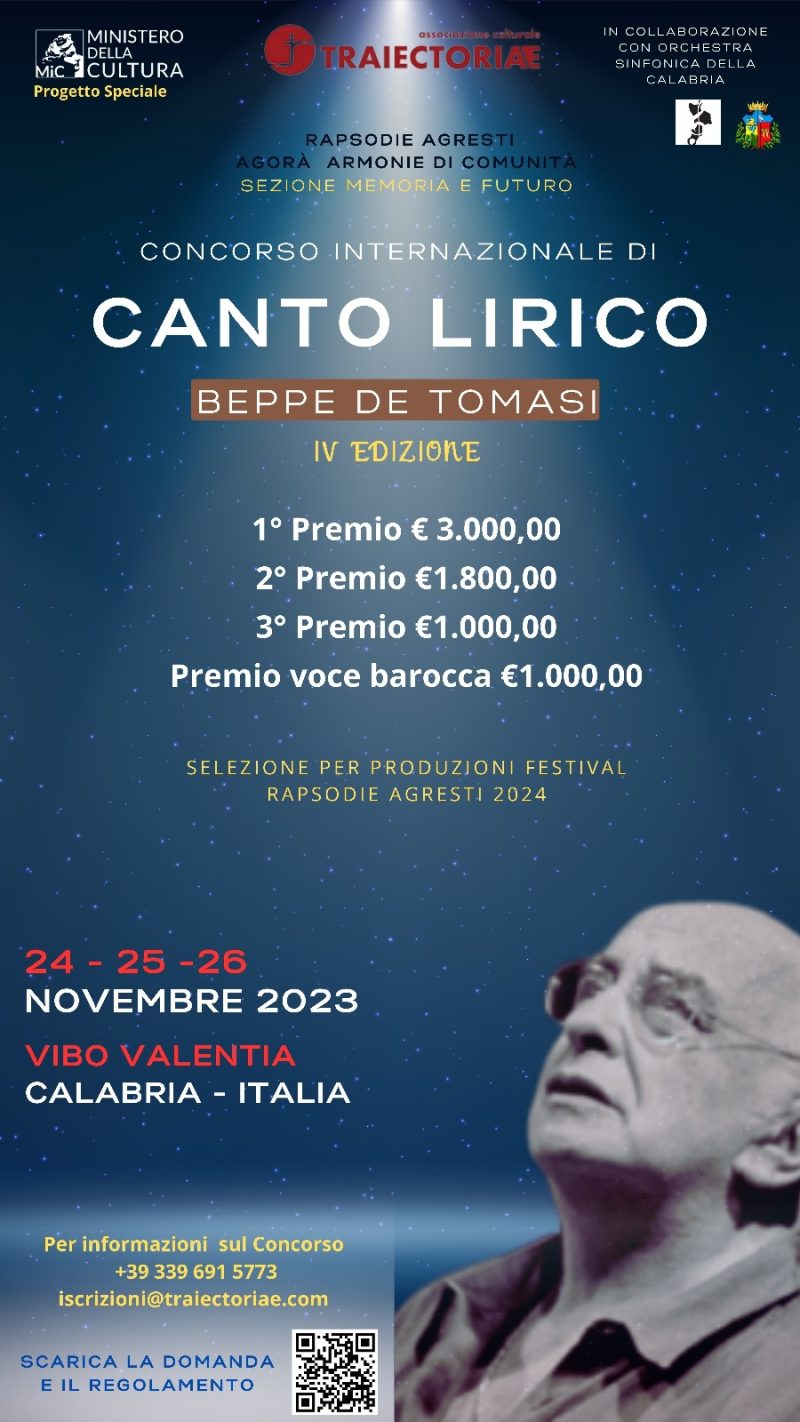 CONCORSO INTERNAZIONALE DI CANTO LIRICO: OPPORTUNITA’ PRESTIGIOSE