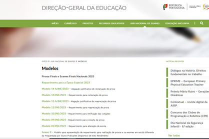 Modelos de requerimentos - Provas Finais e Exames Finais Nacionais