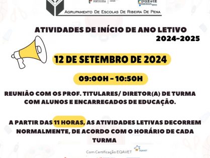 INÍCIO DE ANO LETIVO 2024-2025