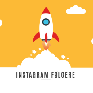 Et billede af en raket med teksten 'køb Instagram følgere'