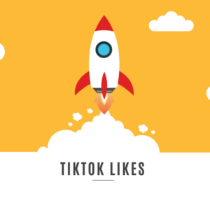 Et billede af en raket med teksten 'køb TikTok-likes'
