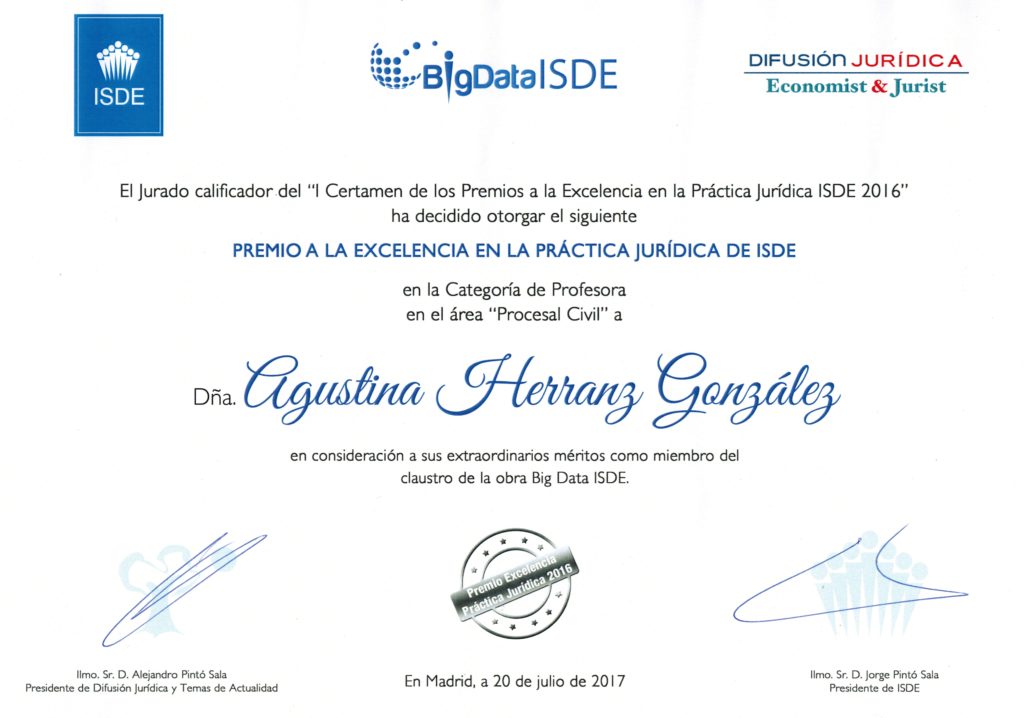 Diploma premio ISDE 2017