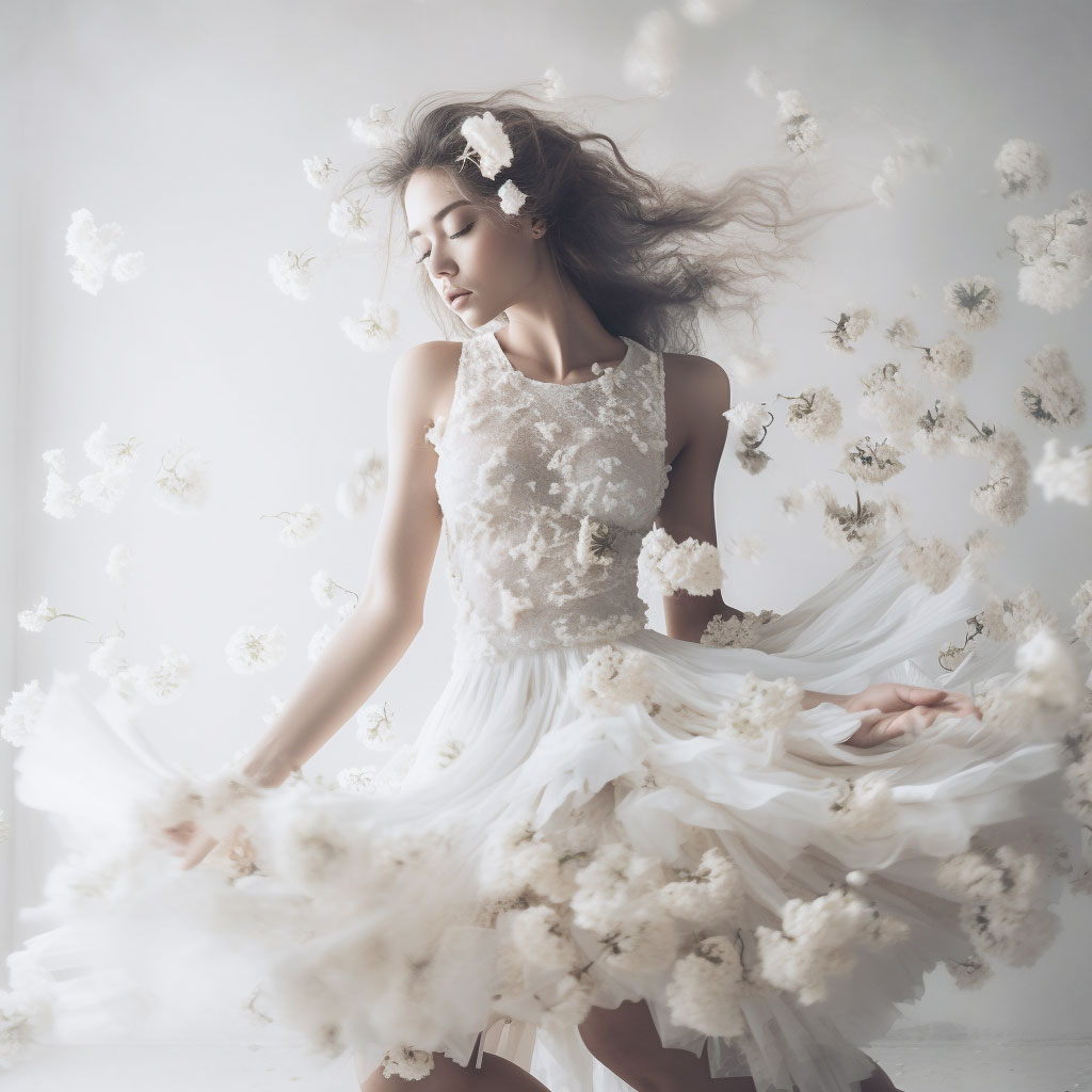 Ethereal Dancer in White Flowers