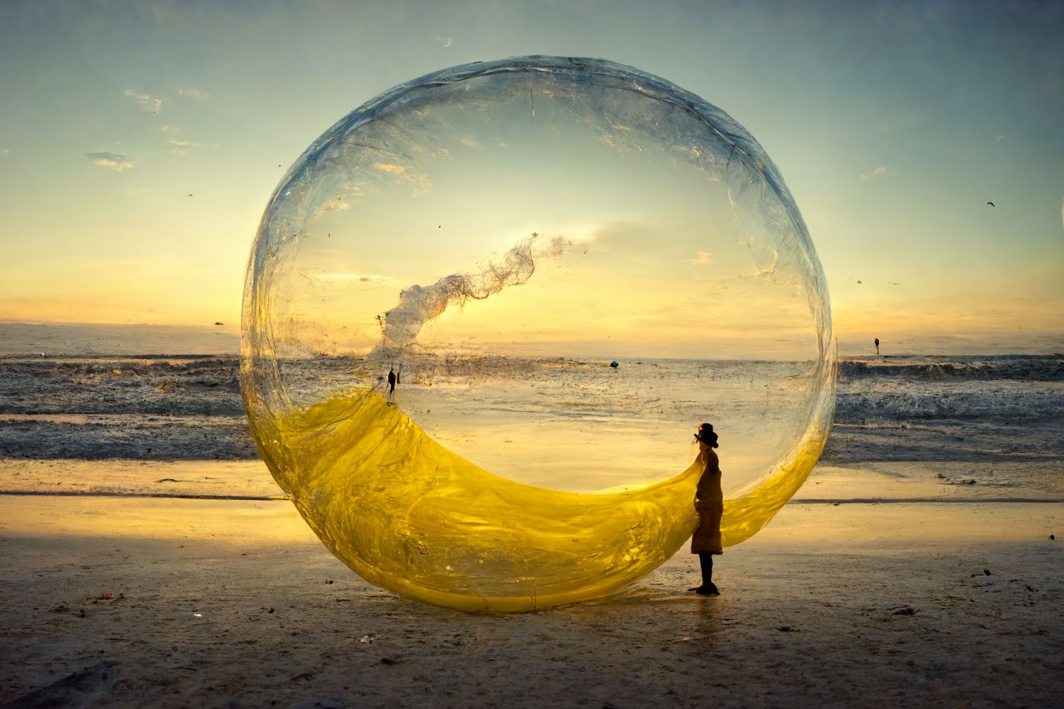 Yellow Bubbles on the Beach