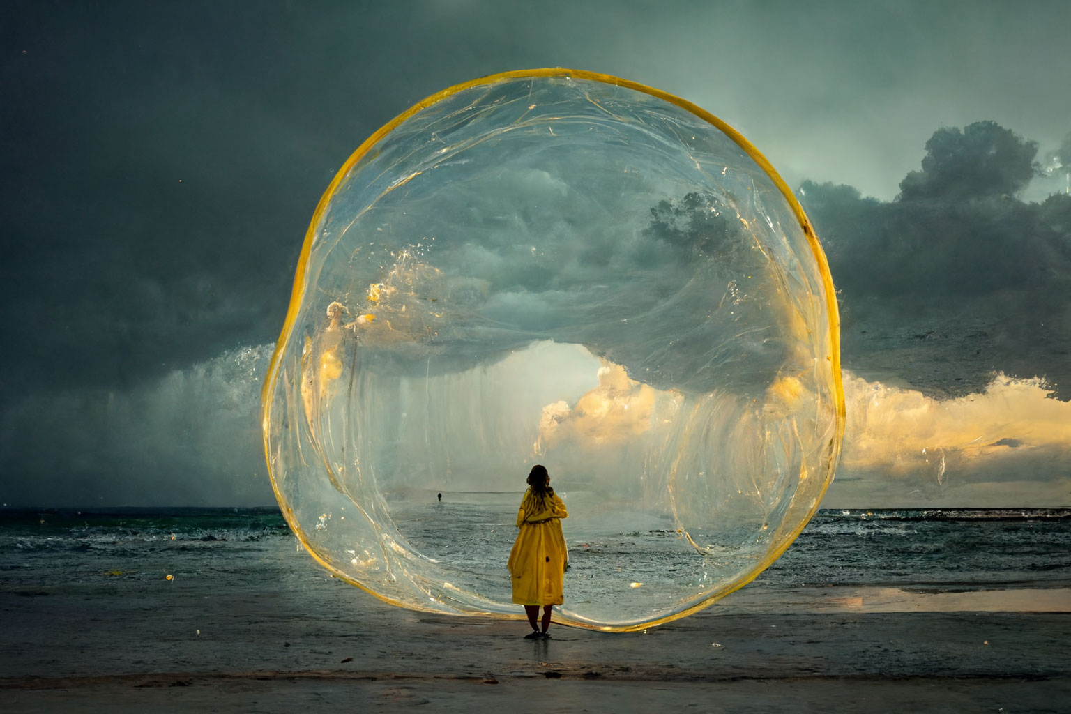 Yellow Bubbles on the Beach