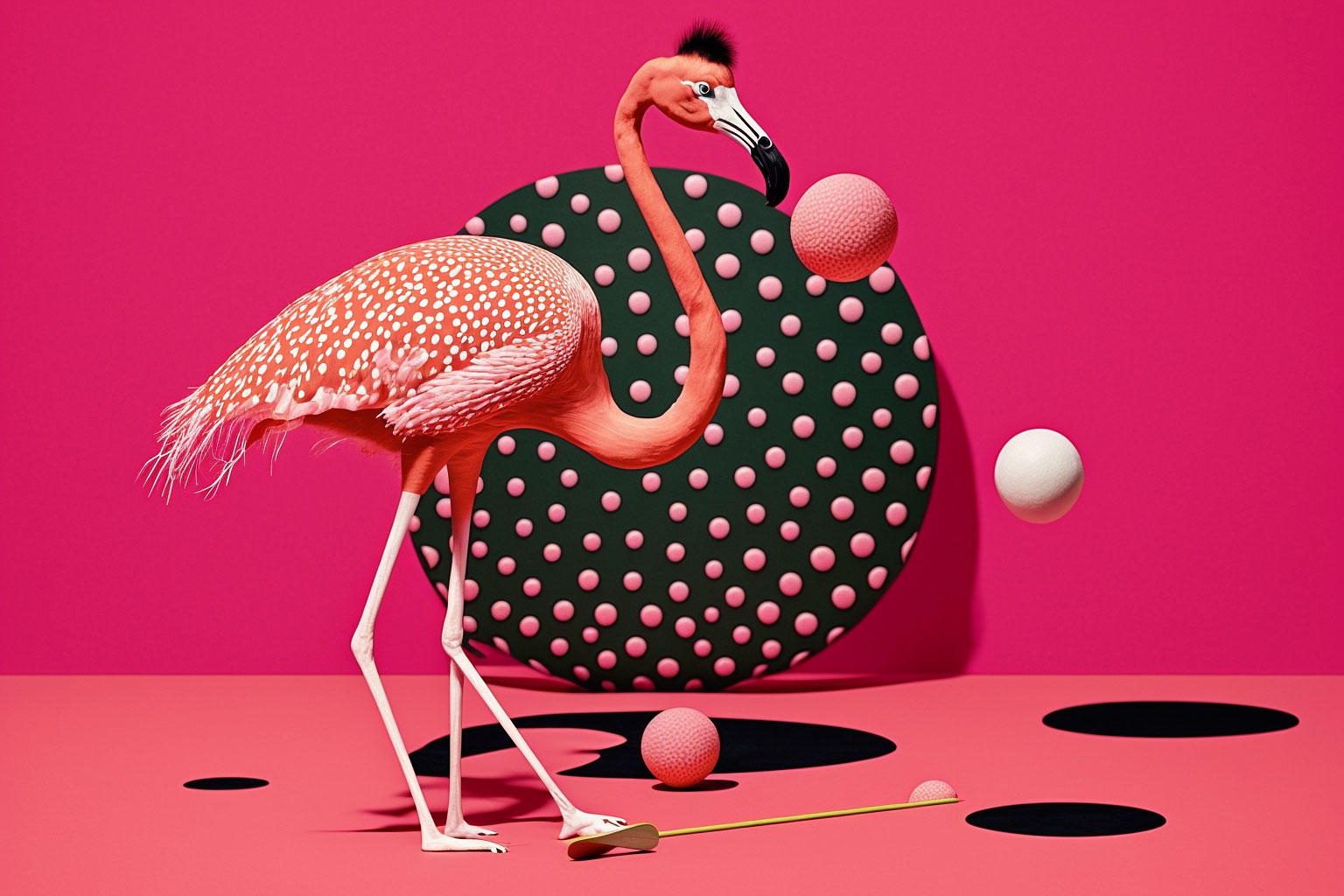 Flamingo playing ping pong