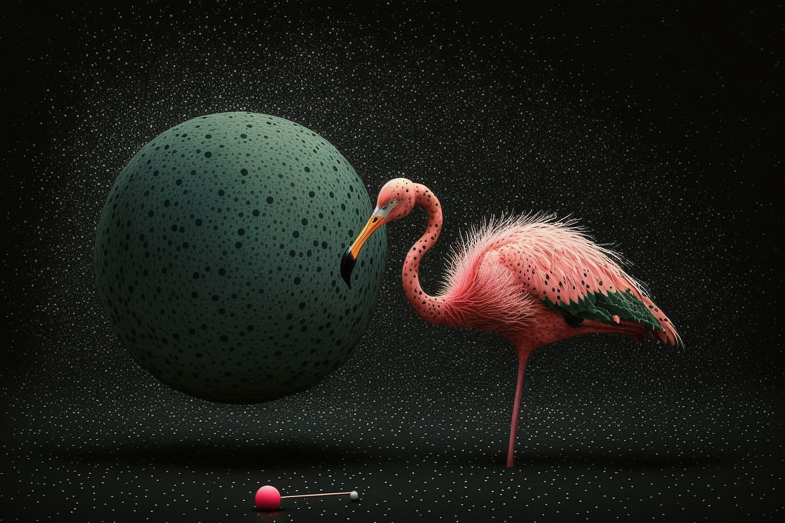 Flamingo playing ping pong