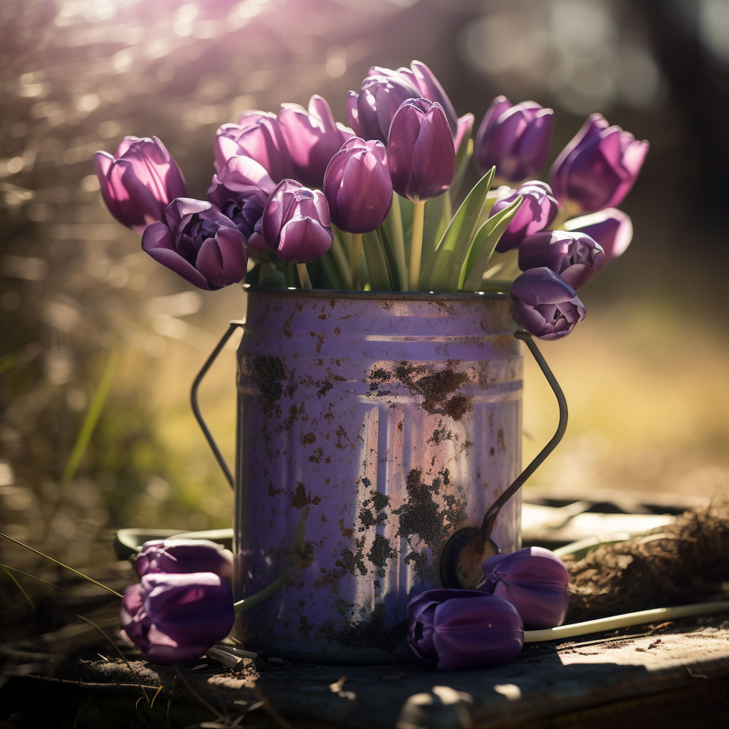 Flower Bouquet in an Old Milk Can