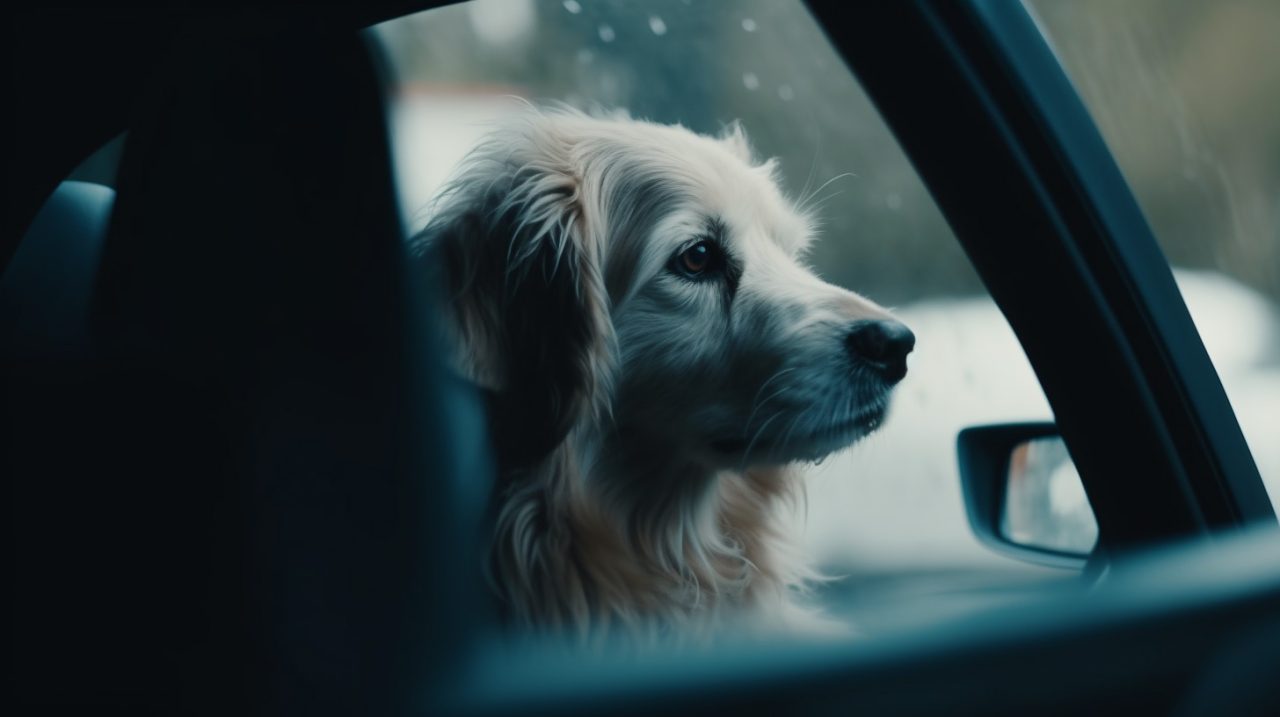 Lonely Dog Waiting in a Car