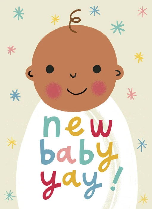 New baby yay! Illustrated greetings card. Licenced by Funky Pigeon ©Aimee Stevens