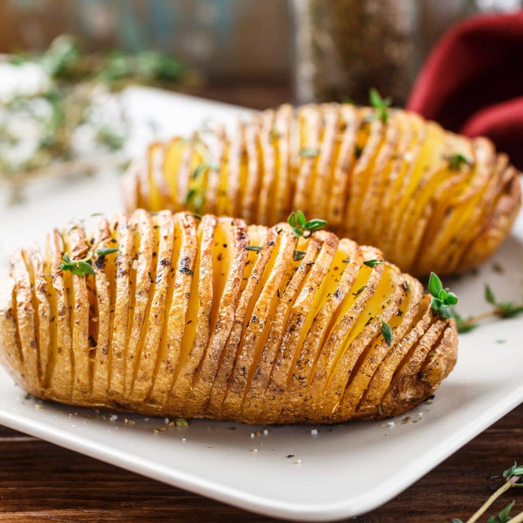 Hasselback Kartofler i airfryer med forslag til tilbehør