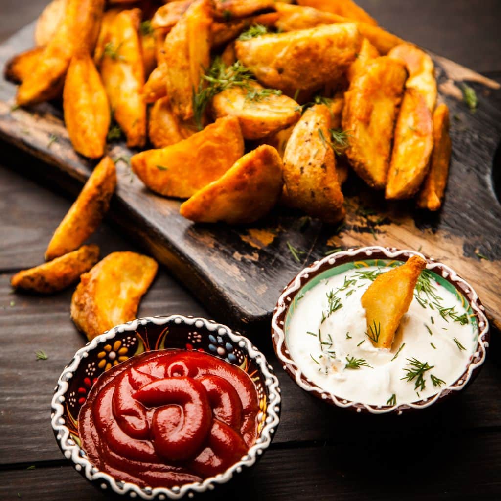 Kartoffelbåde i airfryer med dip