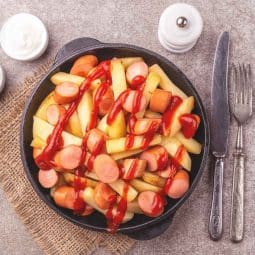 Pølsemix i airfryer pølser med pomme frites