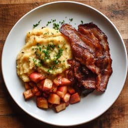 æble flæsk i airfryer med bacon og løg dansk