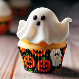 Spøgelses cupcakes bagt i airfryer halloween cupcakes