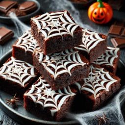 Spooky Spiderweb Brownies i Airfryer dansk halloween kage