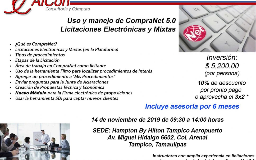 Curso de CompraNet 5.0 Tampico, Tamaulipas