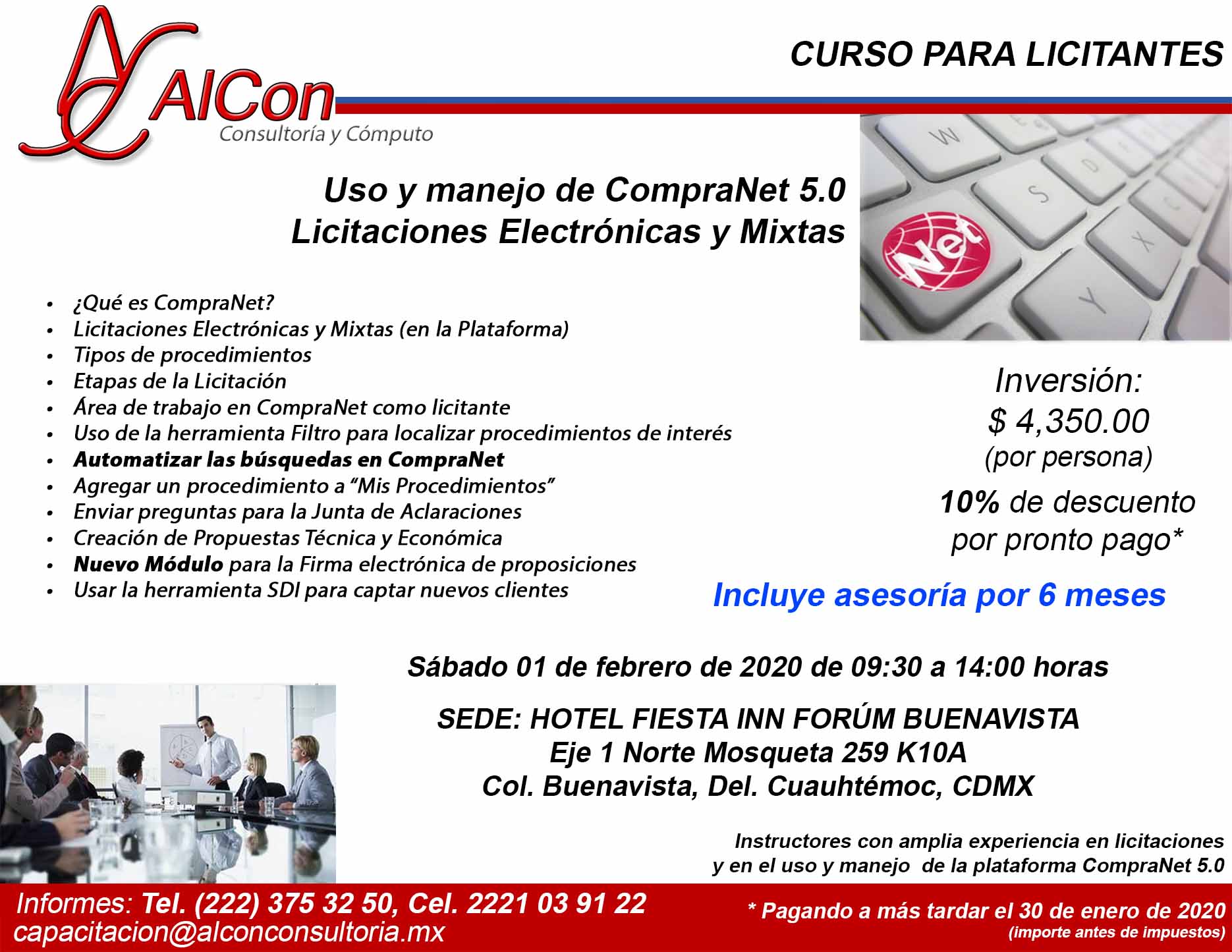 Curso de CompraNet 5.0, Ciudad de México, AlCon Consultoría y Cómputo, AlCon Consulting And Commerce, Arcadio Alonso Sánchez