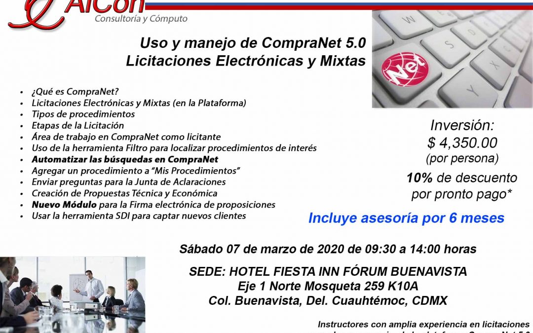 Curso de CompraNet 5.0, Licitaciones Electrónicas y Mixtas, Ciudad de México