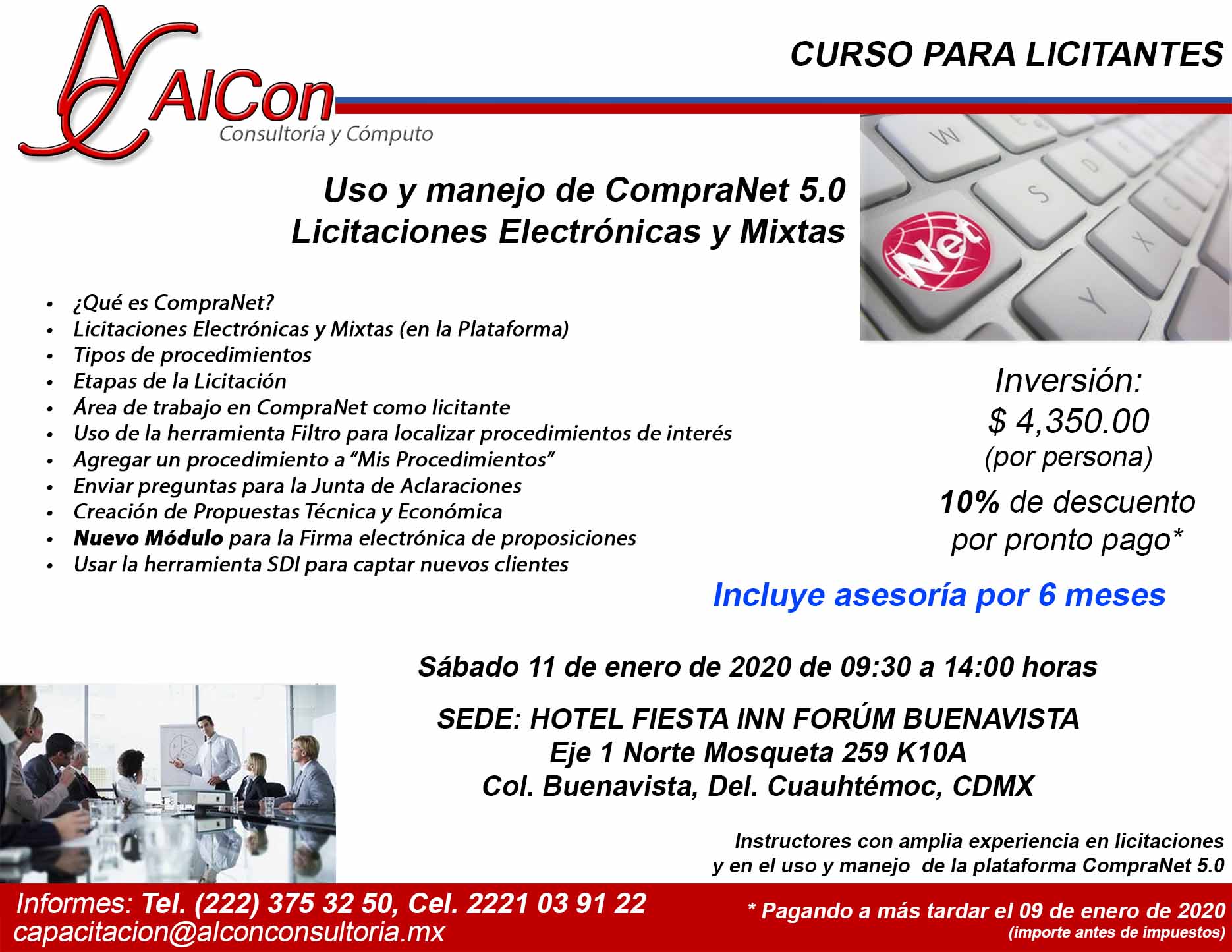 Curso de CompraNet 5.0, Ciudad de México, AlCon Consultoría y Cómputo, AlCon Consulting And Commerce, Arcadio Alonso Sánchez