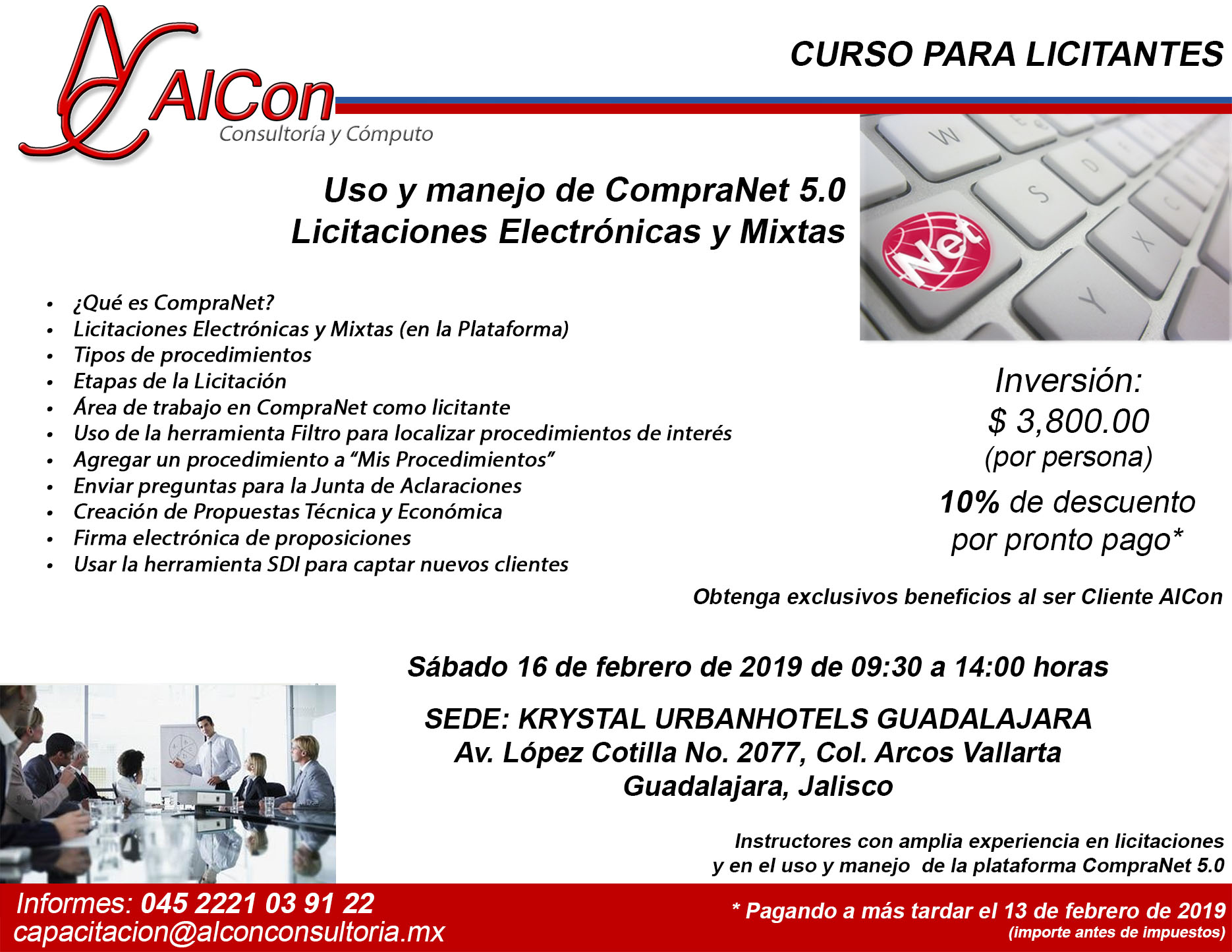 Curso CompraNet 5.0 Guadalajara, Jalisco Arcadio Alonso Sánchez AlCon Consultoría y Cómputo