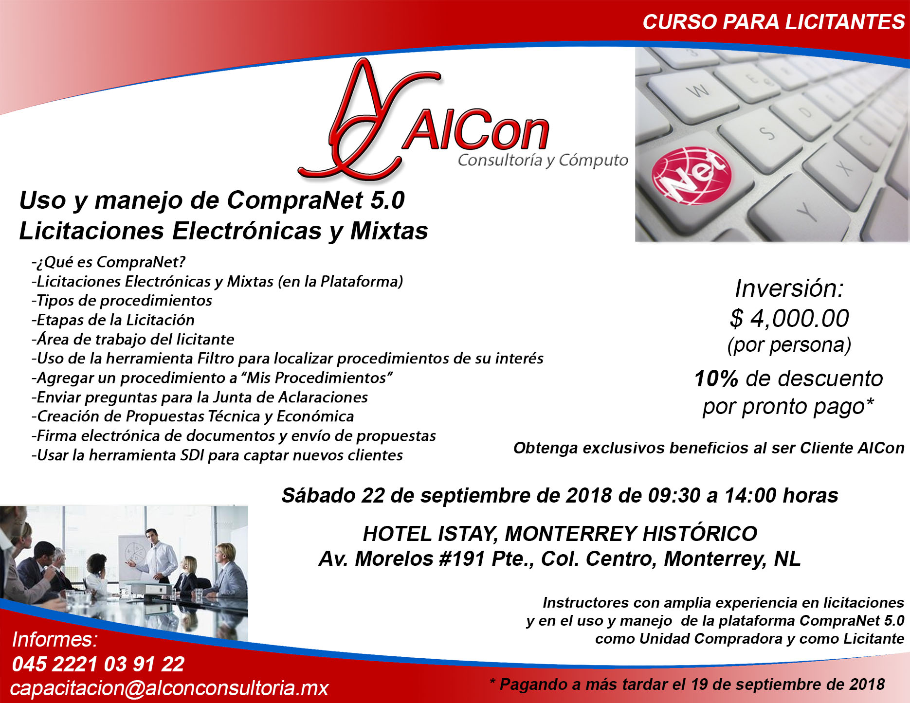 Curso CompraNet 5.0 Monterrey, Nuevo León
