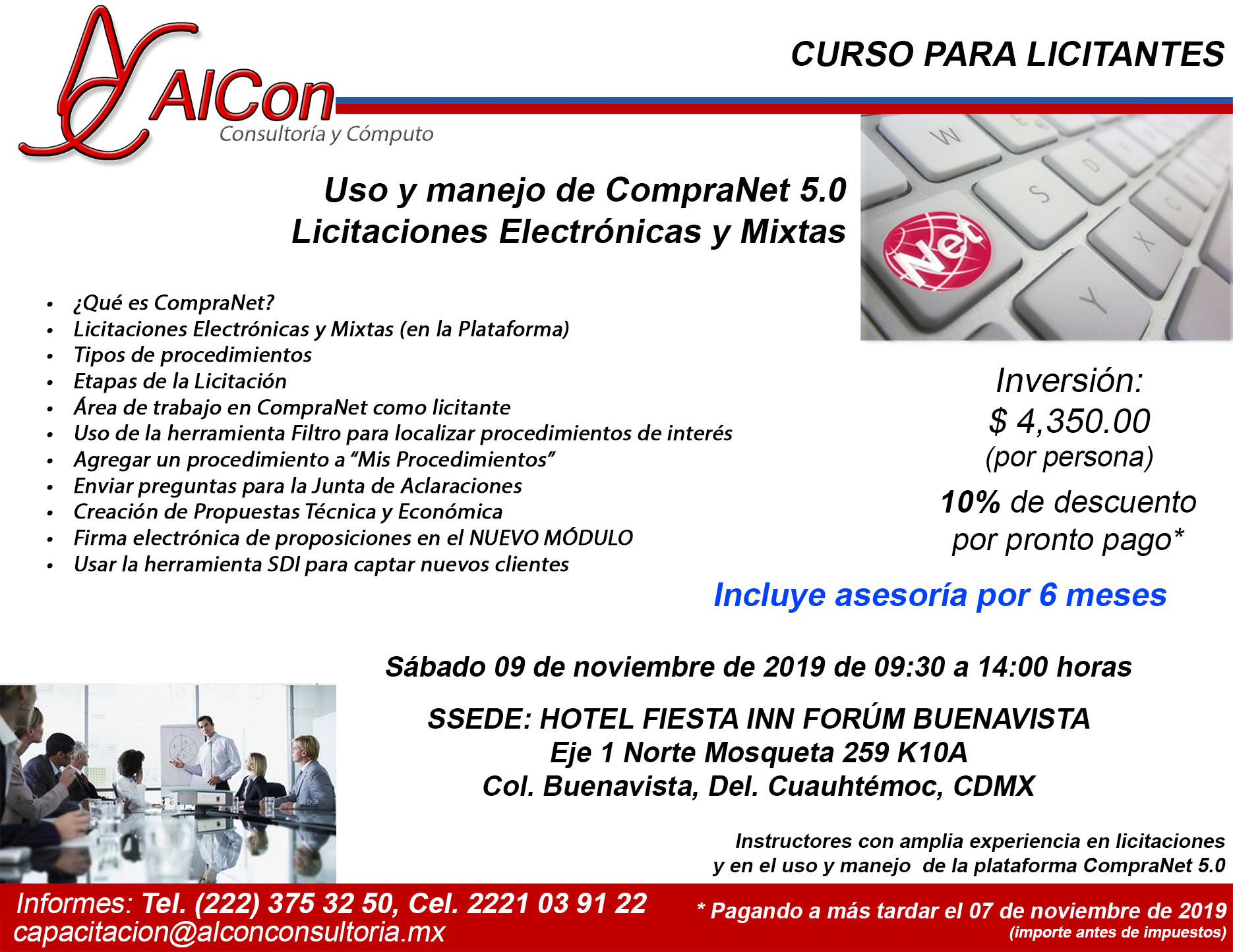 Curso de CompraNet 5.0, Ciudad de México (CDMX), AlCon Consultoría y Cómputo, AlCon Consulting And Commerce, Arcadio Alonso Sánchez