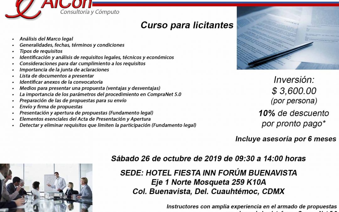 Curso Como Preparar Propuestas para una Licitación Pública, Ciudad de México