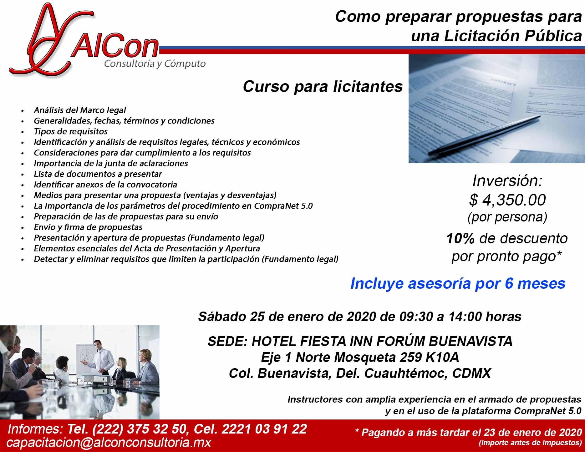 Curso Preparar Propuestas, Ciudad de México (CDMX), AlCon Consultoría y Cómputo, AlCon Consulting And Commerce