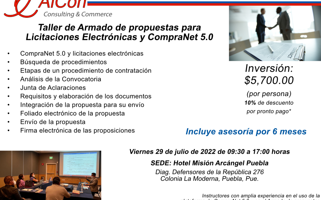 Taller de Armado de propuestas y CompraNet 5.0 Puebla