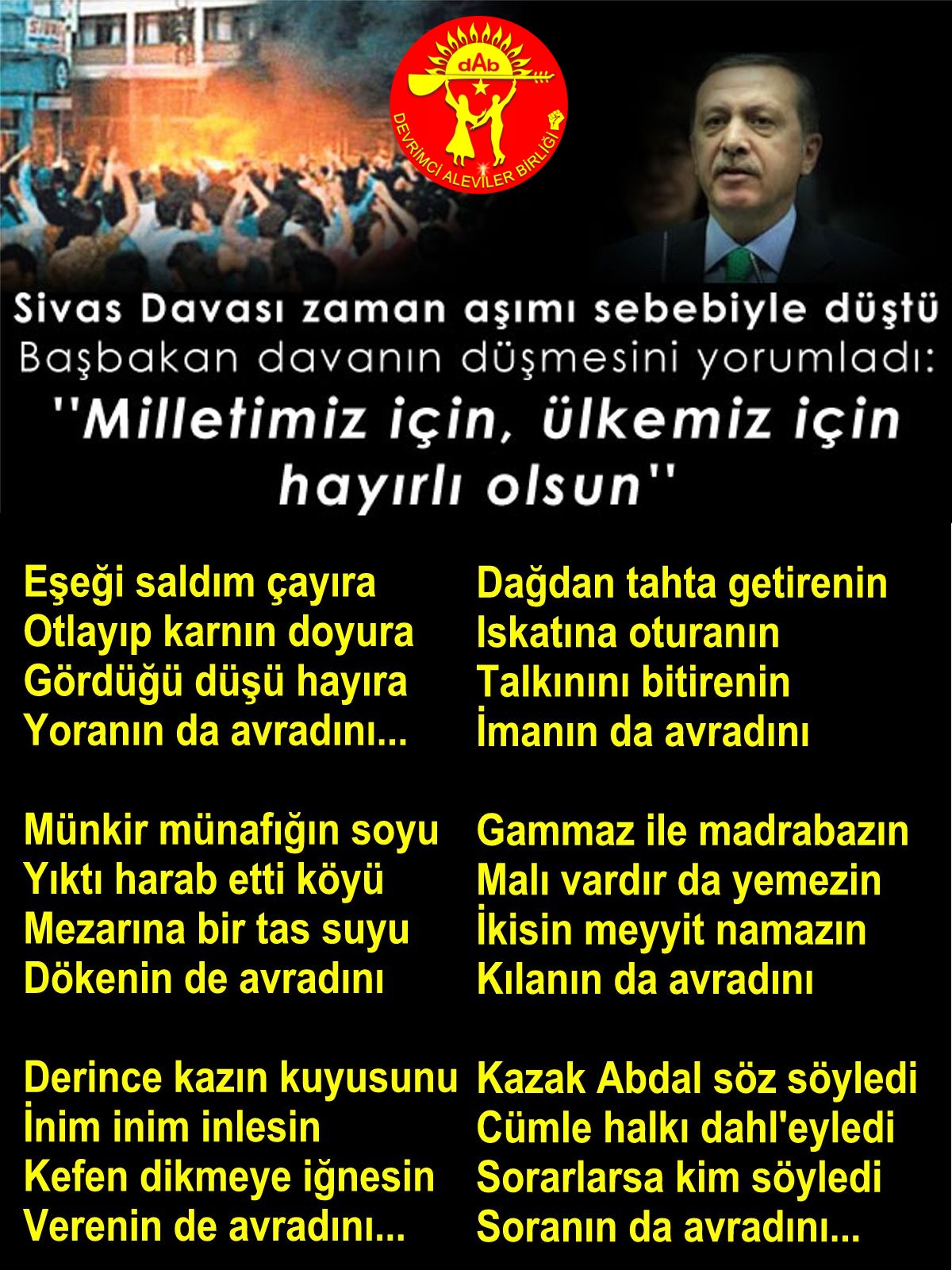 Alevi Bektaşi Kızılbaş Pir Sultan Devrimci Aleviler Birliği DAB avradini AKP islam