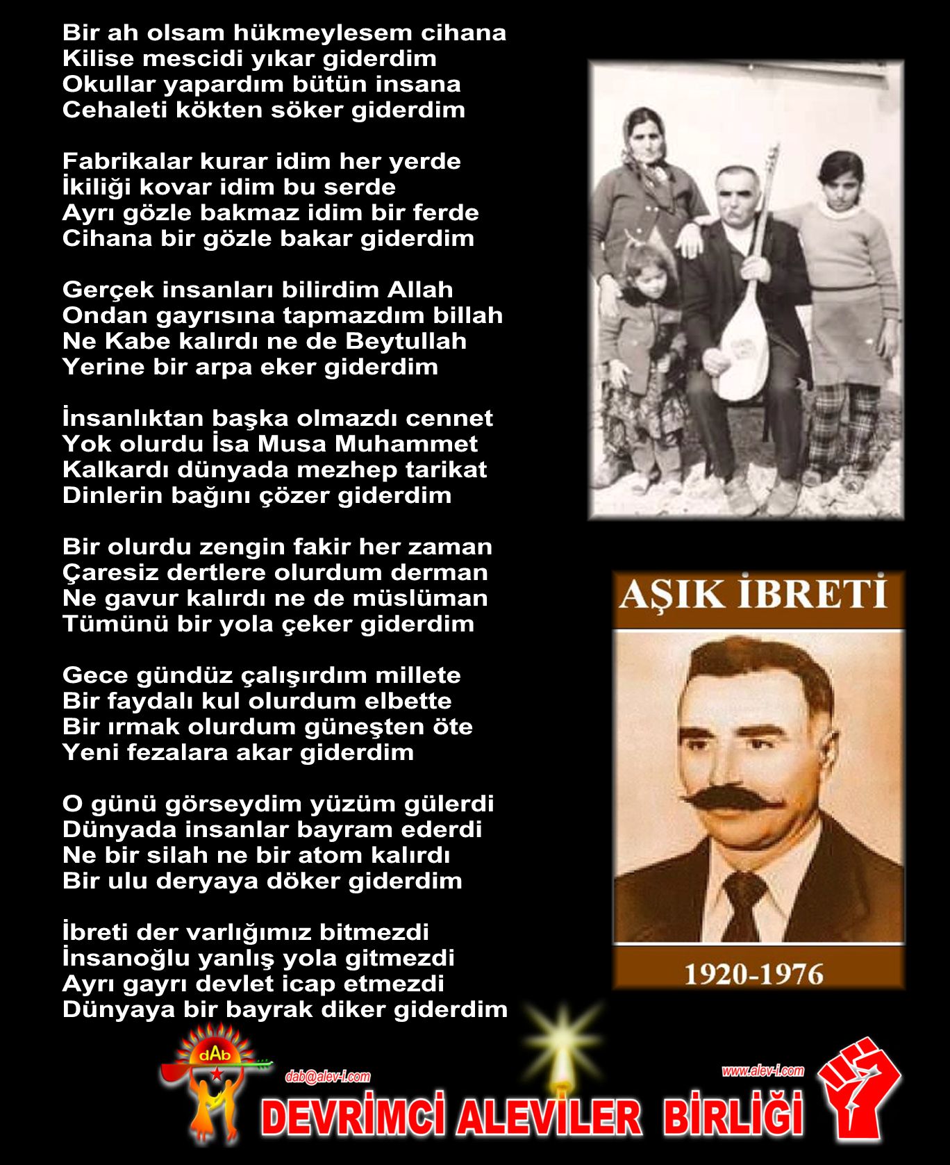 Alevi Bektaşi Kızılbaş Pir Sultan Devrimci Aleviler Birliği DAB ibreti bayrak diker giderdim