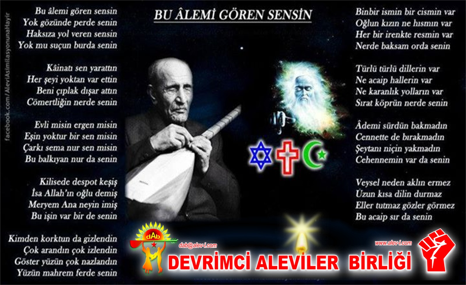 Alevi Bektaşi Kızılbaş Pir Sultan İslam dışı Atatürk faşist ehlibeyt 12 imam Devrimci Aleviler Birliği DAB VEYSEL SENSİN