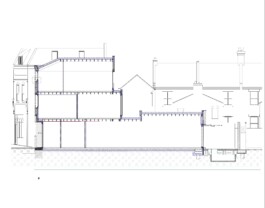 Long Section of 89A Kenworthy Road by AH A Alexander Hills Architects