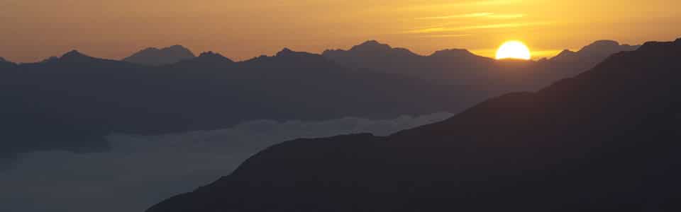 Sunrise as seen from the Stevio Pass