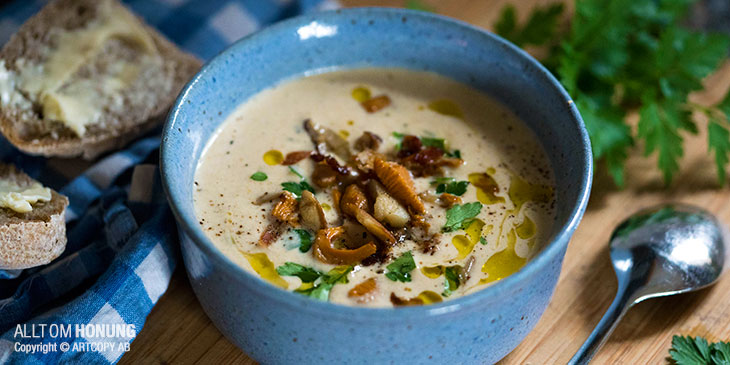 Svampsoppa med honung och mjöd - Recept