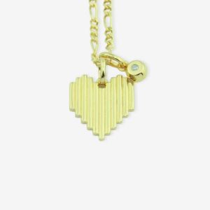 Birthstone april: Diamantvedhæng med Heart Rock halskæde i forgyldt sølv.